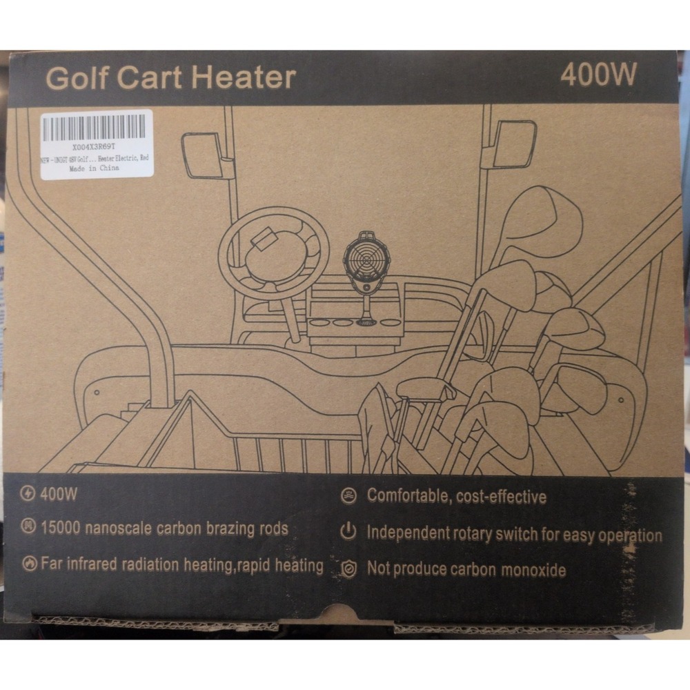 Xislet Golf Cart Heater 400W 48V Electric Carbon Fiber Cup Holder Red Panel NEW